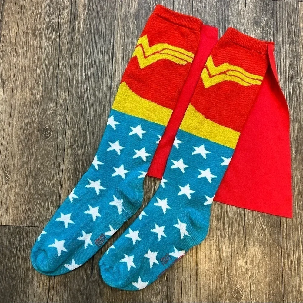 Holiday Wonder Woman Superhero Adult Knee High Cape Sock Festive Costplay M